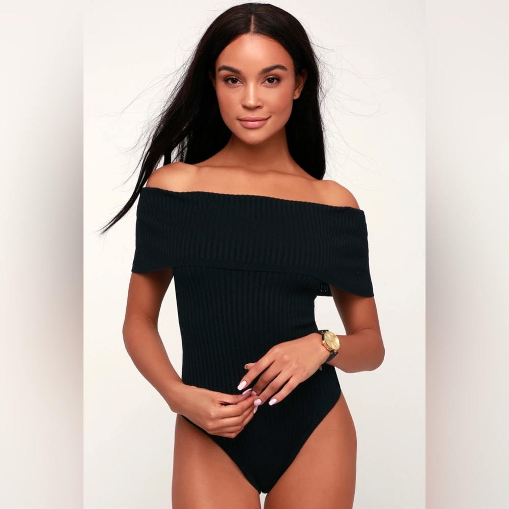 FREE PEOPLE TOO GOOD RIBBED OFF THE SHOULDER BODY SUIT SIZE SMALL